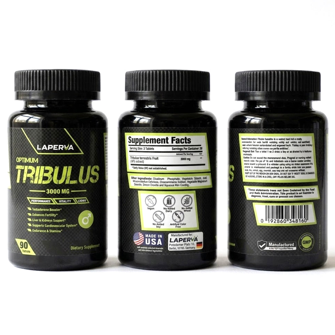 Laperva Tribulus 3000mg – Testosterone Booster, Athletic Performance & Libido Support (90 Tablets)