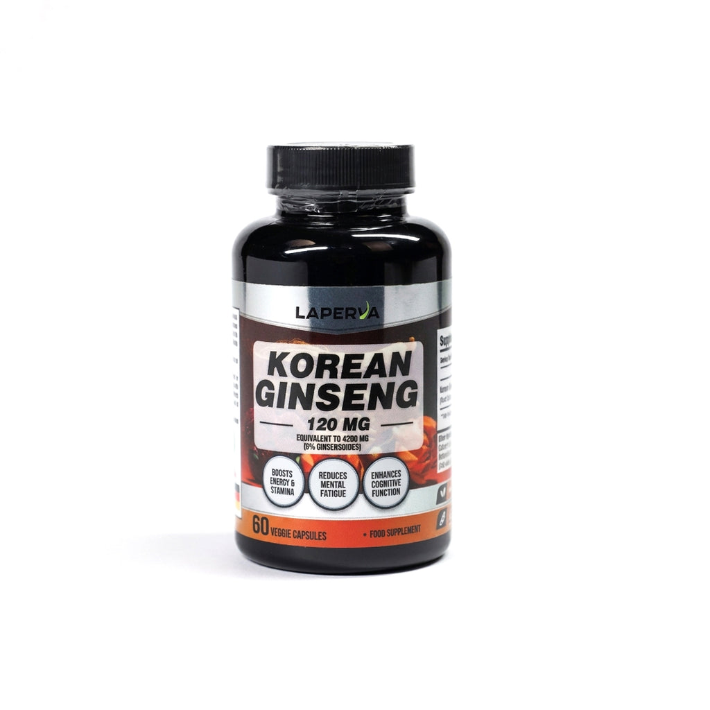 Laperva Korean Ginseng 600mg – Natural Energy, Focus & Mental Clarity (60 Veggie Capsules)