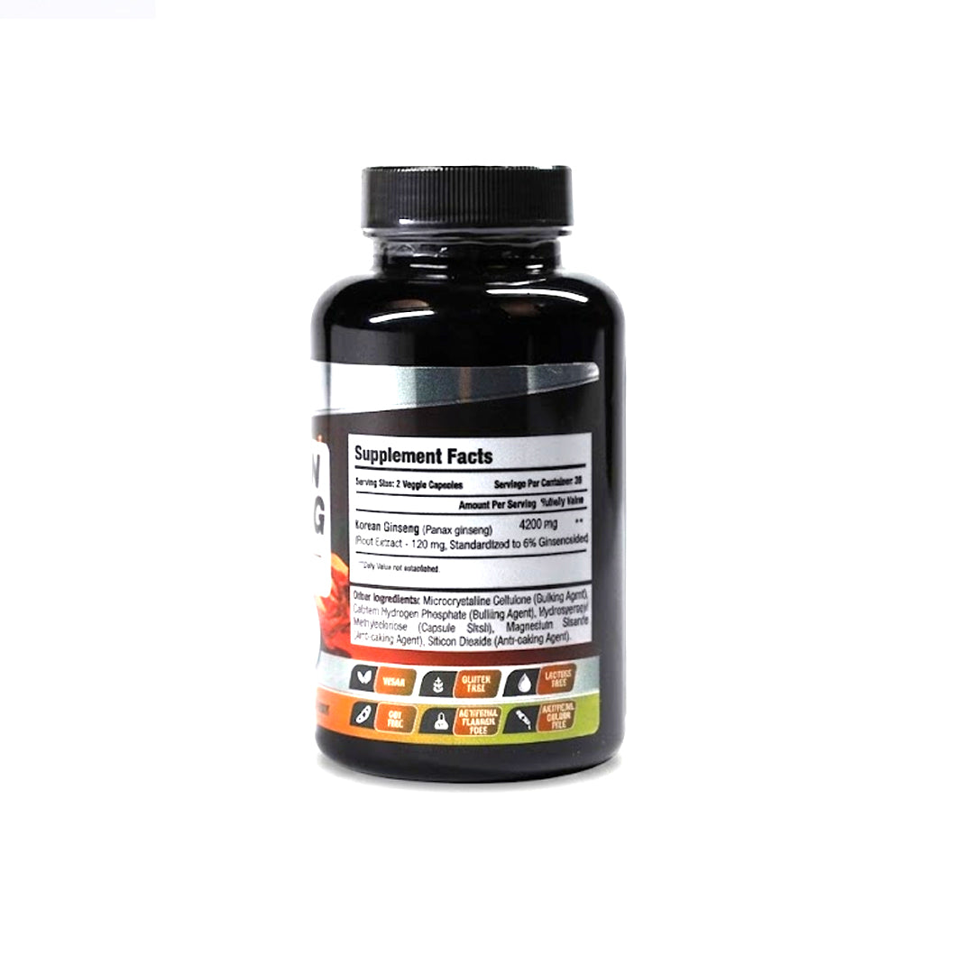 Laperva Korean Ginseng 600mg – Natural Energy, Focus & Mental Clarity (60 Veggie Capsules)