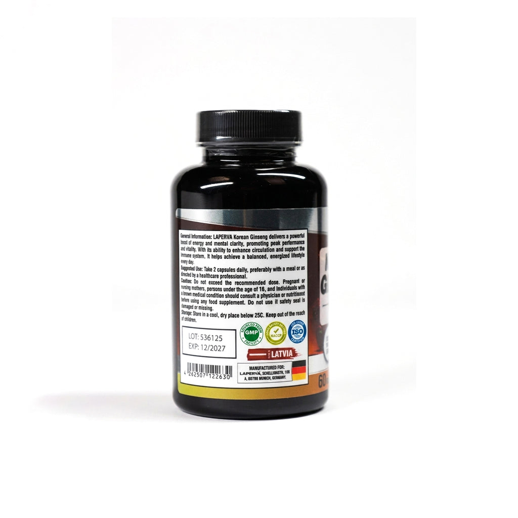 Laperva Korean Ginseng 600mg – Natural Energy, Focus & Mental Clarity (60 Veggie Capsules)