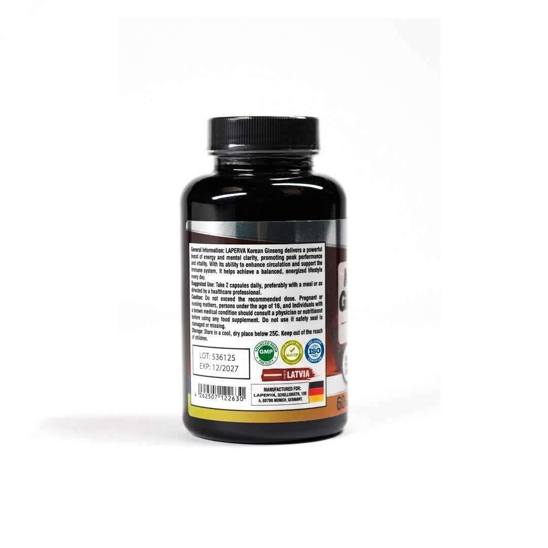 Laperva Korean Ginseng 600mg – Natural Energy, Focus & Mental Clarity (60 Veggie Capsules)