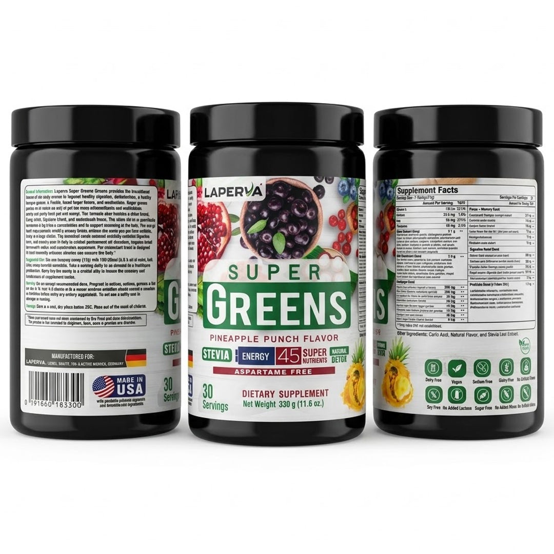 Laperva Super Greens Organic Superfood Powder – Pineapple Punch (330g)