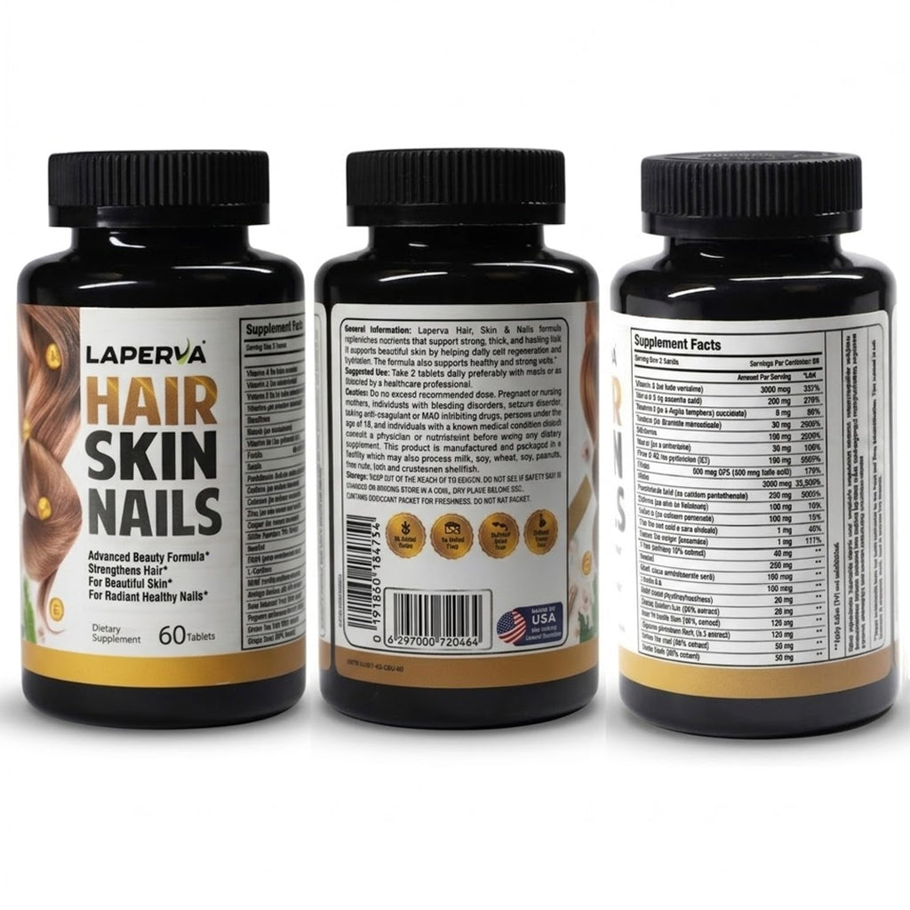 Laperva Hair, Skin & Nails Advanced Formula – Growth, Hydration & Anti-Aging (60 Tablets)