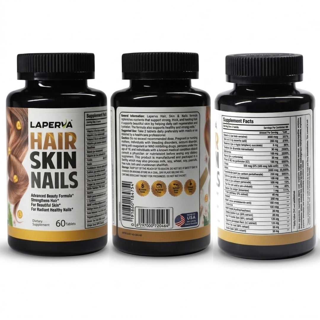Laperva Hair, Skin & Nails Advanced Formula – Growth, Hydration & Anti-Aging (60 Tablets)