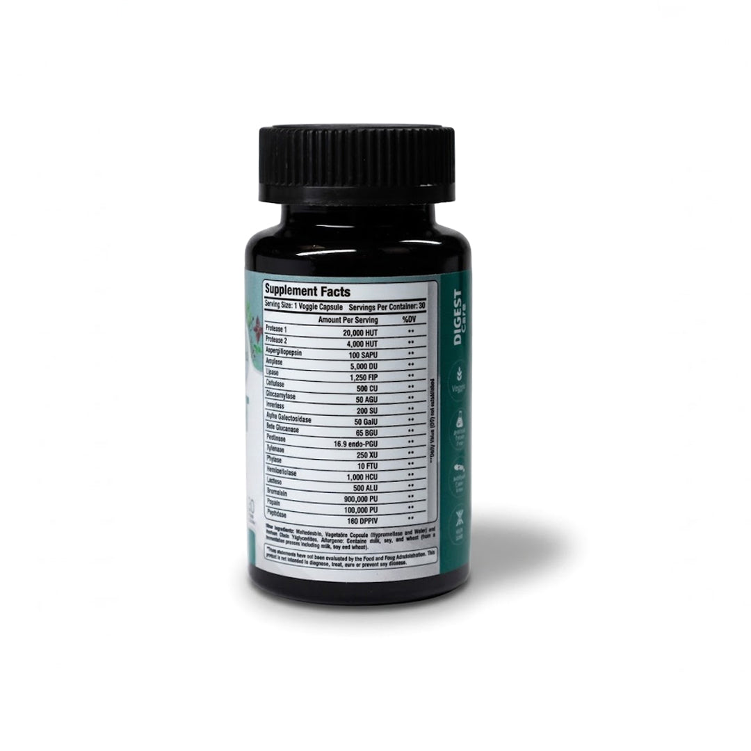 Laperva Digest Care – 18 Plant-Based Enzymes, Gluten & Lactose Support (30 Veggie Capsules)