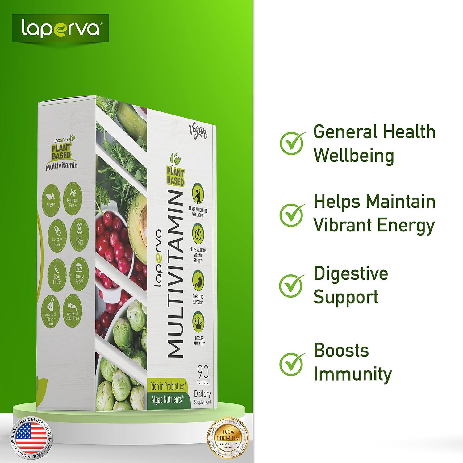 Laperva Plant-Based Multivitamin – Immune Support & Cellular Energy (90 Vegan Tablets)