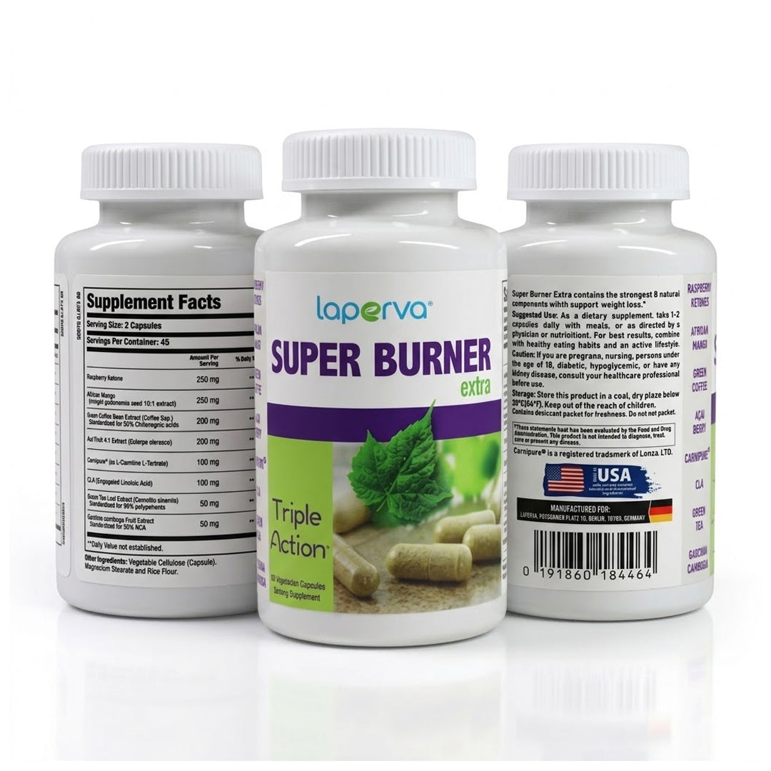 Laperva Super Burner Extra – Advanced Fat Burner & Fluid Elimination (90 Veggie Capsules)