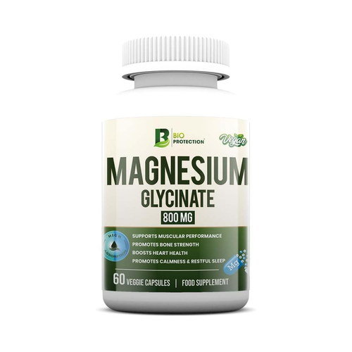 Bio Protection Magnesium Glycinate 800mg – Muscle Relaxation, Restful Sleep & Bone Health (60 Veggie Capsules)