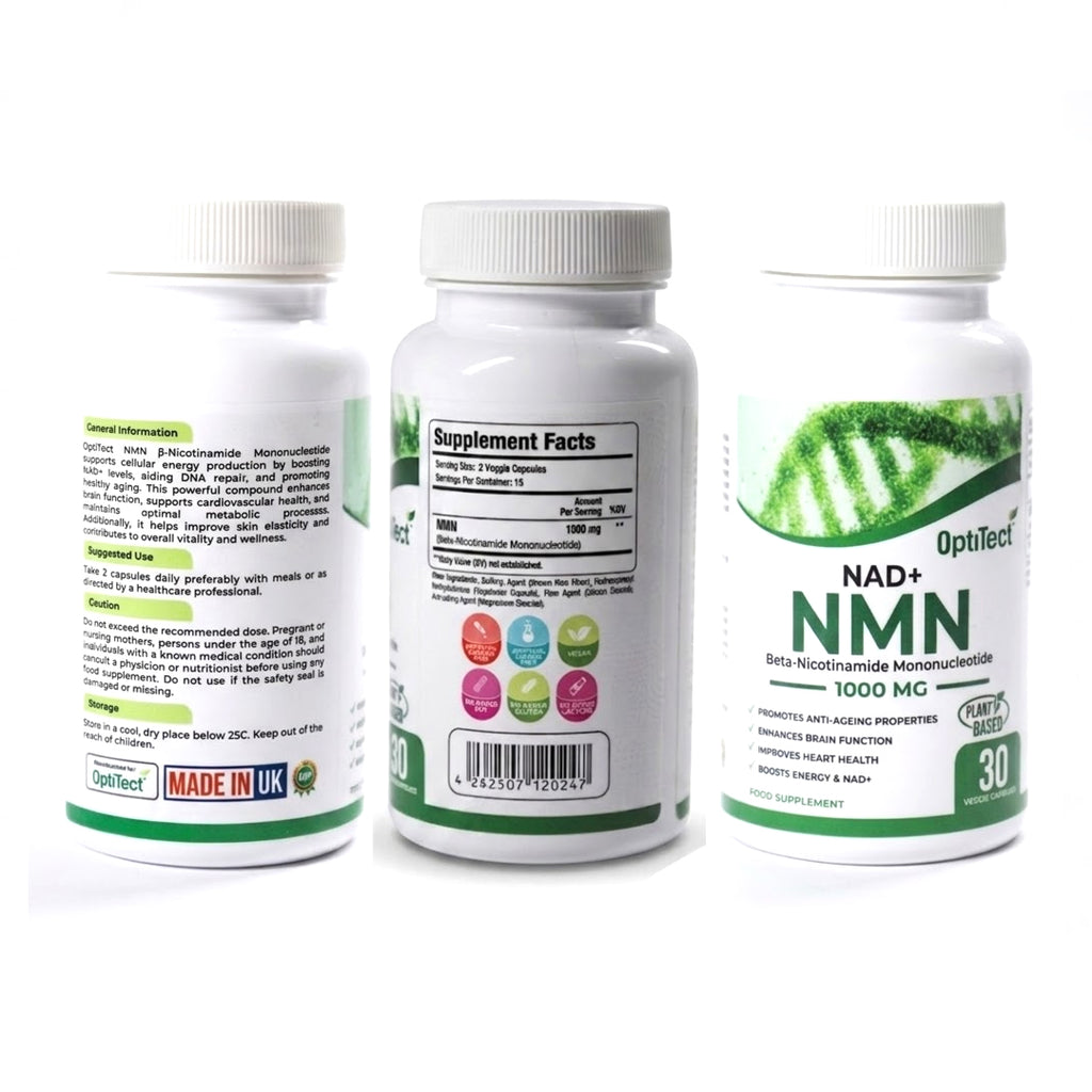 Optitect NMN 1000mg – NAD+ Booster, Cellular Repair & Anti-Aging (30 Veggie Capsules)
