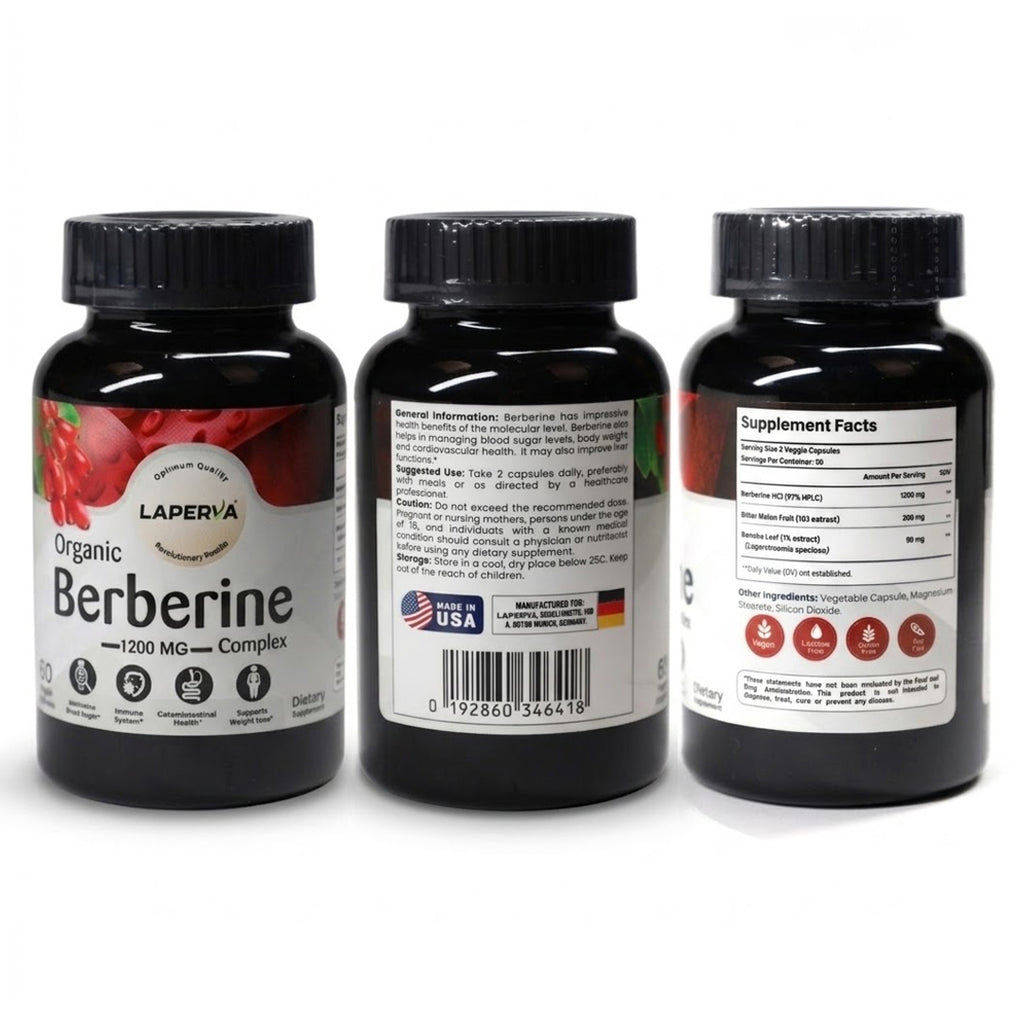 Laperva Berberine Complex 1200mg – Glucose Metabolism & Cardiovascular Support (60 Veggie Capsules)