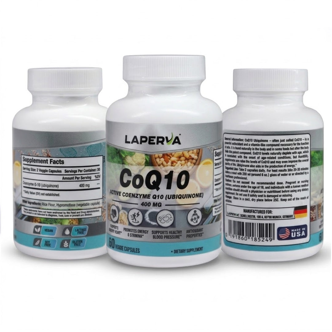 Laperva CoQ10 400mg – Cardiovascular Health, Cellular Energy & Fertility (60 Veggie Capsules)